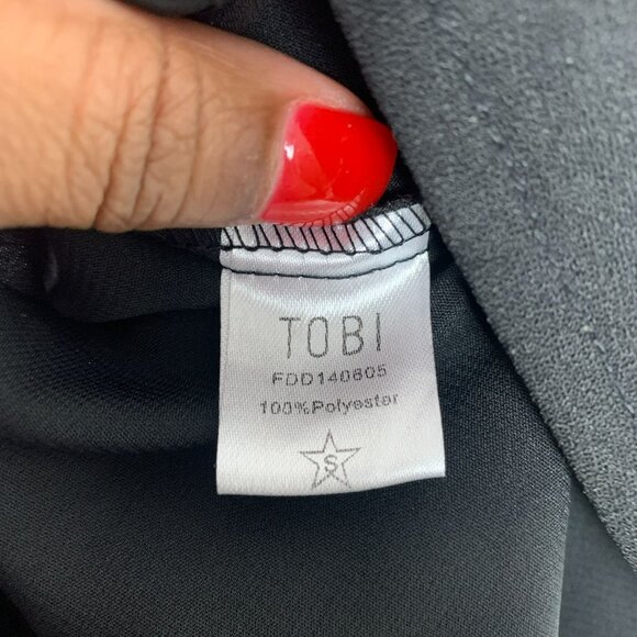 🟣🟣🟣 TOBI Women's Size Small Black Embroidered Floral Tunic Dress - Picture 9 of 11